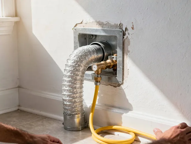 Milford Dryer Vent Cleaning certified technician performing specialized gas dryer vent cleaning in Milford